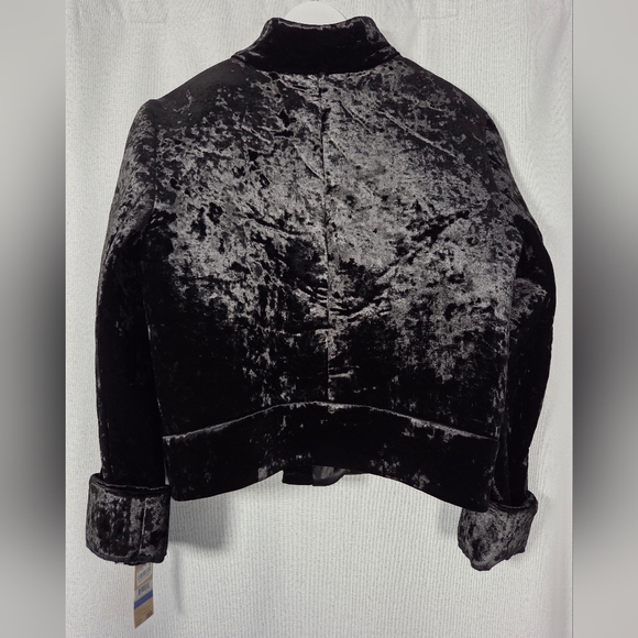 NWT Rachel Roy Black Crushed Velvet Bomber Jacket Women's XL Coat  $169 - Picture 3 of 7